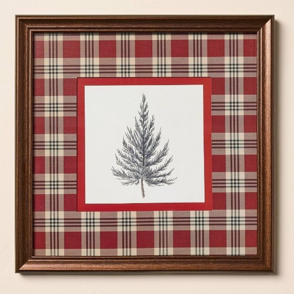 New 12”x12” Vintage Plaid Matte Tree Framed Art - Hearth & Hand™ with Magnolia